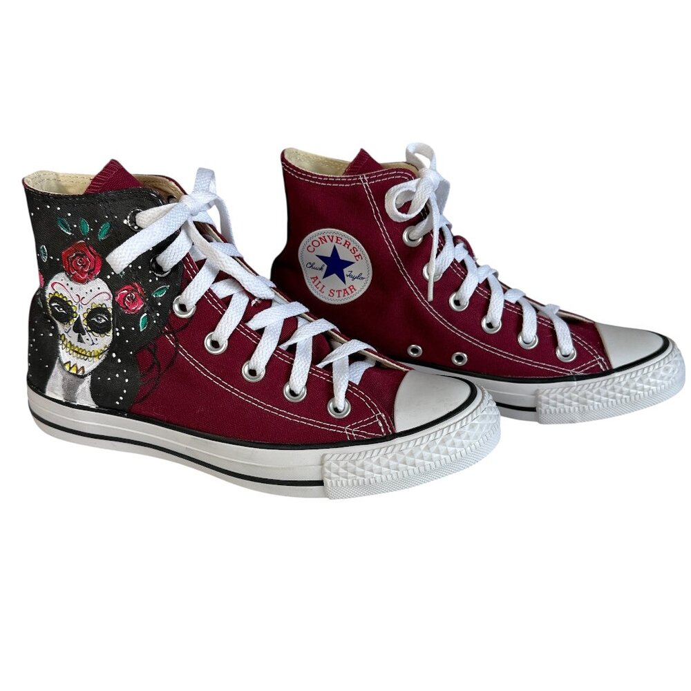 Converse Chuck Taylor Handpainted Santa Muerte All Star High Top Sneakers